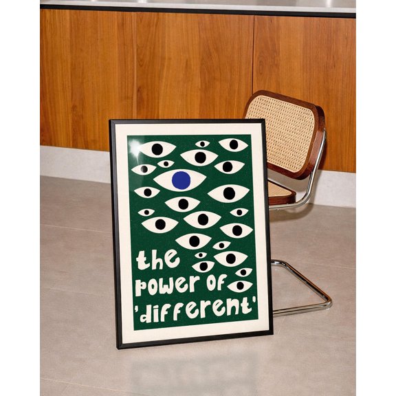 Evil Eye Poster: Abstract Eyes, Maximalist Green Wall Art, Poster Only