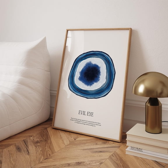 Evil Eye Print, Crystal Abstract Geode Nazar Protection Art Home Decor #879, Unframed Poster Size 24x36