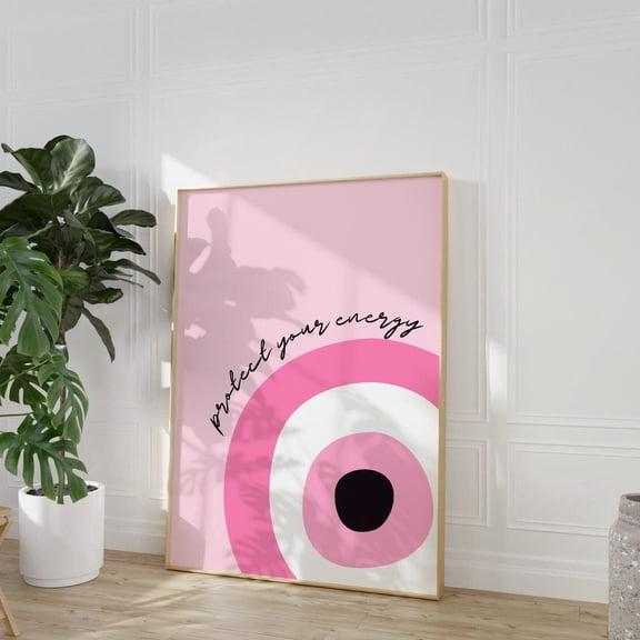 Evil Eye Print Trendy Pink Bedroom Decor Retro Home Preppy, UNFRAMED PAPER POSTER