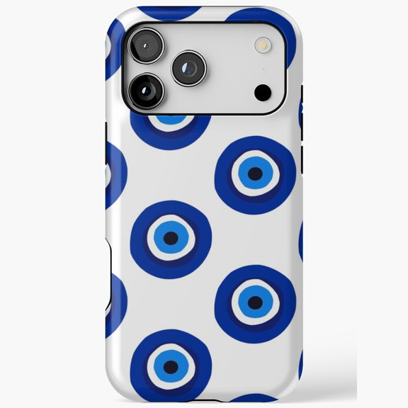 Evil Eye Protection for iPhone Case 11 through 17 Pro Max Blue White Pattern