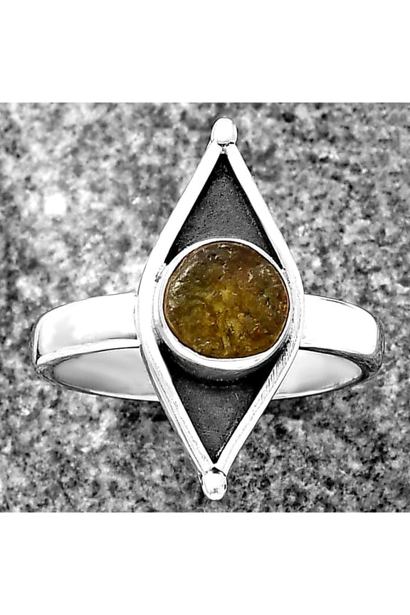 Evil Eye - Rare Kornerupine Rough 925 Sterling Silver Ring s.8 Jewelry R-1628 SDR214221