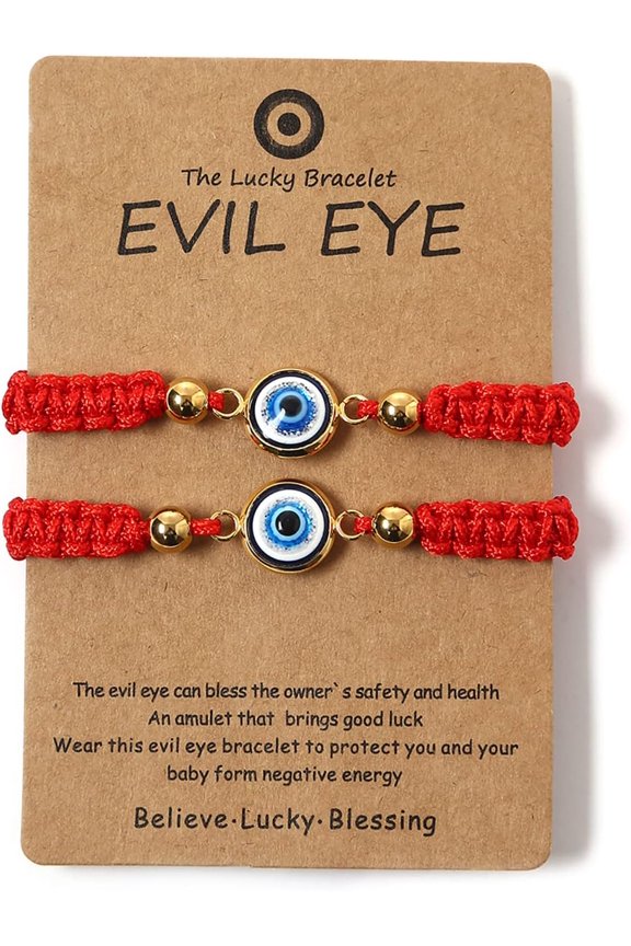 Evil Eye Red Bracelets for Protection - Red String Amulet Adjustable Bracelet, Crystal, Style D6315