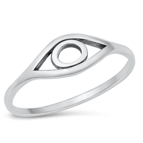 Evil Eye Ring .925 Sterling Silver Band Jewelry Female Male Unisex Size 6
