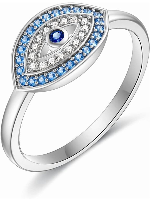 Evil Eye Ring 925 Sterling Silver My Story Isn't Over Yet Semicolon Ring Jewelry Gift for Women Lover Girlfriend Daughter Sister
