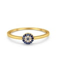 thumbnail image 1 of Evil Eye Ring Blue Sapphire Yellow Tone CZ Round 925 Sterling Silver Size 8, 1 of 2