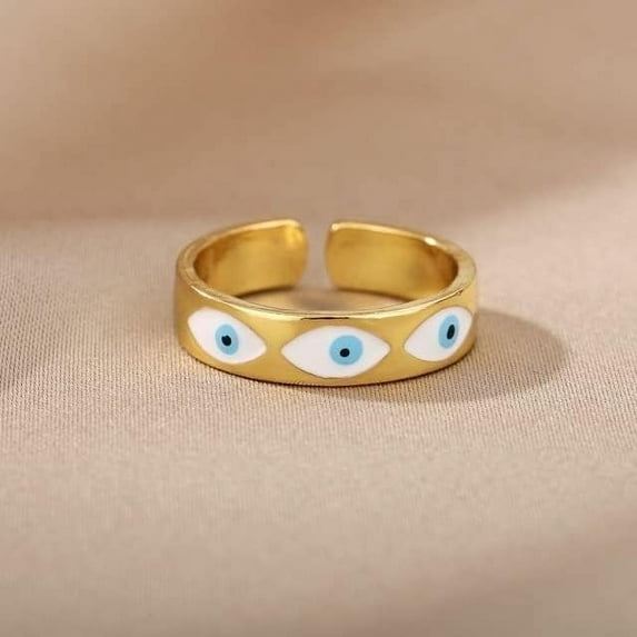 Evil Eye Ring Open Rings for Women Men,Rainbow Zircon Ring Female(Open Rings)