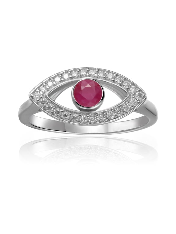 Evil Eye Ring in Sterling Silver with Moissanite Accents Open Evil Eye Ring Spiritual Evil Eye Gifts for Women Trendy Jewelry in Size 5 6 7 8