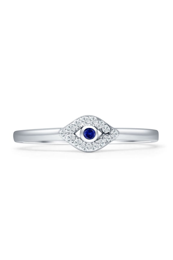Evil Eye Rings Blue Sapphire CZ & Cubic Zirconia 925 Sterling Silver Size 5