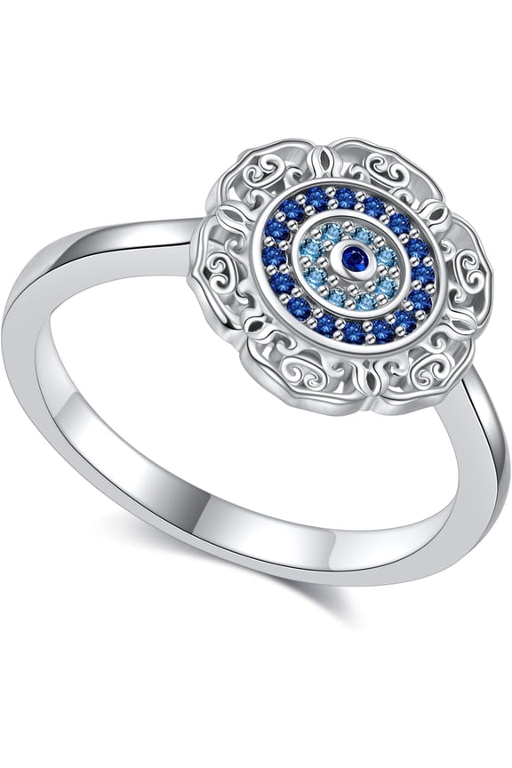 Evil Eye Rings For Women 925 Sterling Silver Evil Eye Ring Jewelry Gifts for Women Female