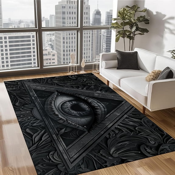 Evil Eye Runner Rug, 3D Evil Eye Area Rugs 5x8ft Large Non-Slip Tribal Style Throw Rugs Super Soft Velvet Creative Accent Distressed Floor Carpet for Bedroom Living Room Nursery Decor
