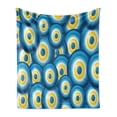 thumbnail image 1 of Evil Eye Soft Flannel Fleece Throw Blanket, Overlapping Evil Eye Cultural Ethnicity Turkish Positive Lucky Sign, Cozy Plush for Indoor and Outdoor Use, 50" x 60", Blue White Yellow, by Ambesonne, 1 of 6