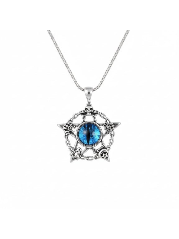 Evil Eye Star Pendant Necklace Blue Eye Pentagram Pendant Necklace Gothic Star Necklace Protection Pendant Necklace Fashion Jewelry Gift Necklace for Men Women