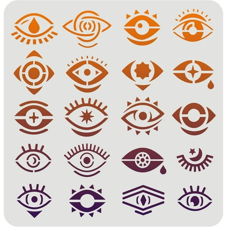 Evil Eye Stencil 30x30cm Reusable Evil Eyes Pattern Drawing Stencil Devil's Eye Painting Template Eyes Stencil for Painting on Wall Canvas Tile Furniture and Paper