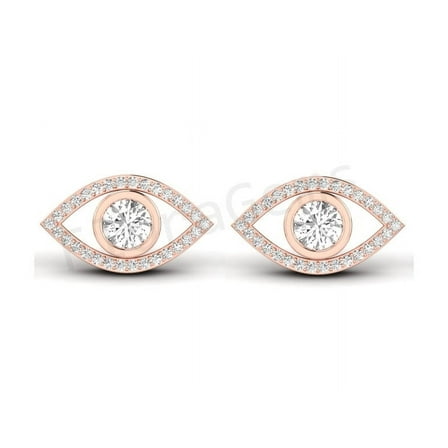 Evil Eye Stud Earrings for Women 14K Rose Gold Plated Over 925 Sterling Silver Gift For Women