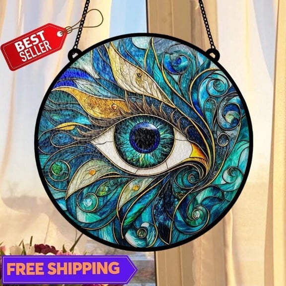 Evil Eye Suncatcher, Glass-Effect Window Hanging Decor