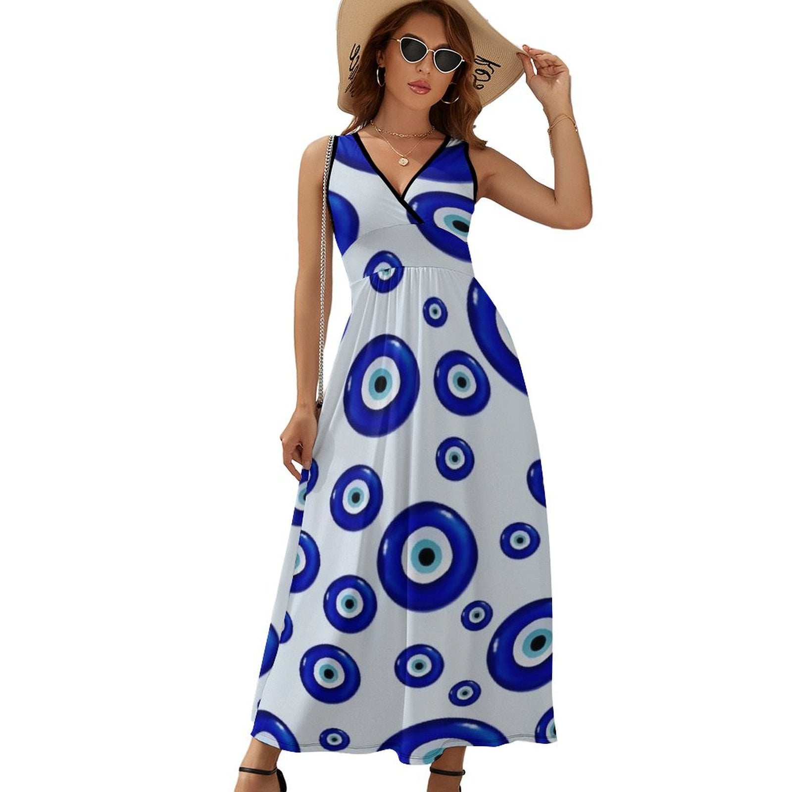 chinese dress ladies Evil Eye Brown Long Wrap Dress