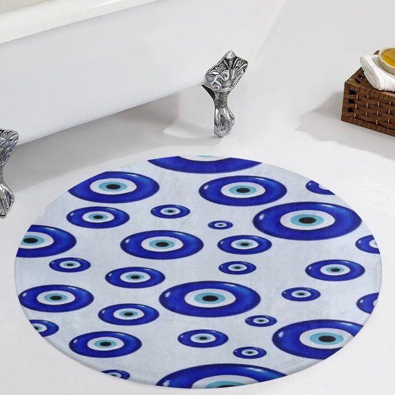 Evil Eye Symbol Round Carpet Circle Rug Outdoor Patio Area Rug Washable Large Area Rugs Hallway Room Decor Fitness Mats