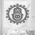 thumbnail image 1 of Evil Eye Tapestry, Hamsa Hand Drawn with Evil Eye in Mandala Lucky Piece Illustration, Fabric Wall Hanging Decor for Bedroom Living Room Dorm, 5 Sizes, White Black, by Ambesonne, 1 of 1