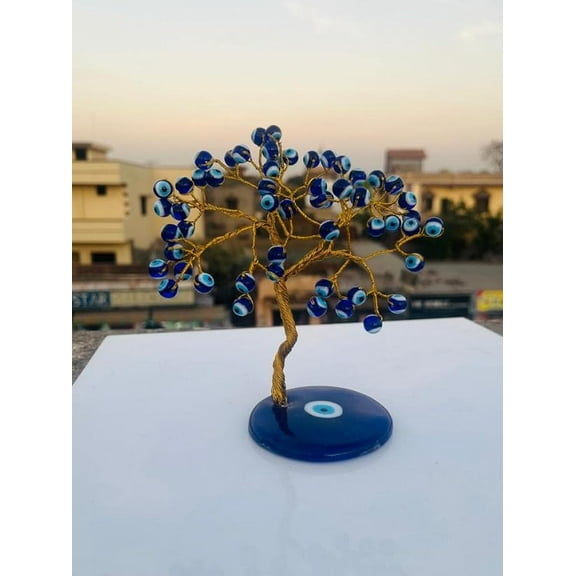Evil Eye Tree, Evil Eye Coaster Tree Evil Eye PalmStone Tree for Protection Good Luck Prosperity Gift Showpiece for Home Table Office Decor