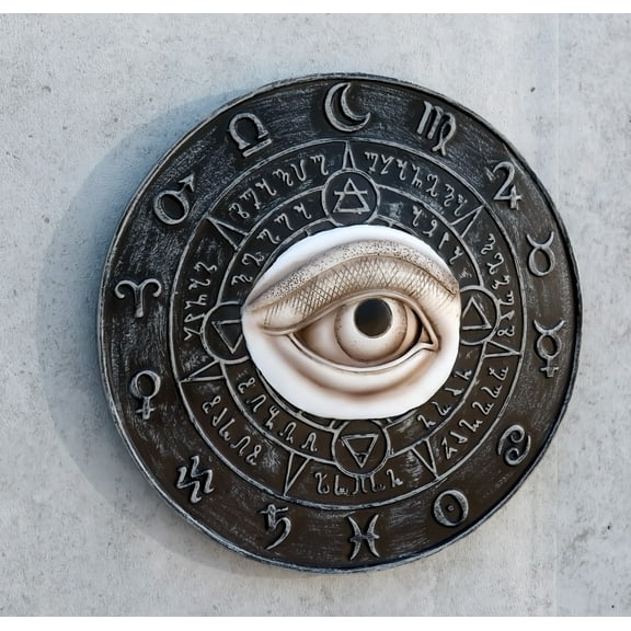 Evil Eye With Wicca Symbols Talisman Luck Wall Decor Plaque Medallion Figurine