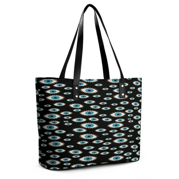 Evil Eye Woman Leather Handbags Large Tote Bag Fashion Portable Handbags With Zipper