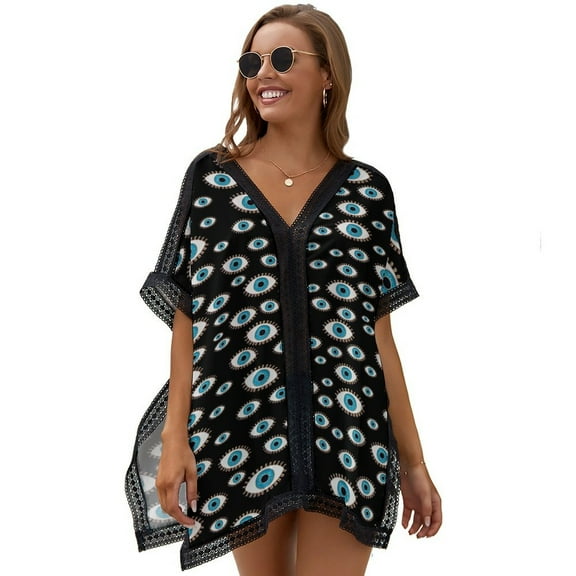 Evil Eye Women's Swimsuit Coverup Summer Beach Cover Up Bathing Suit Dress