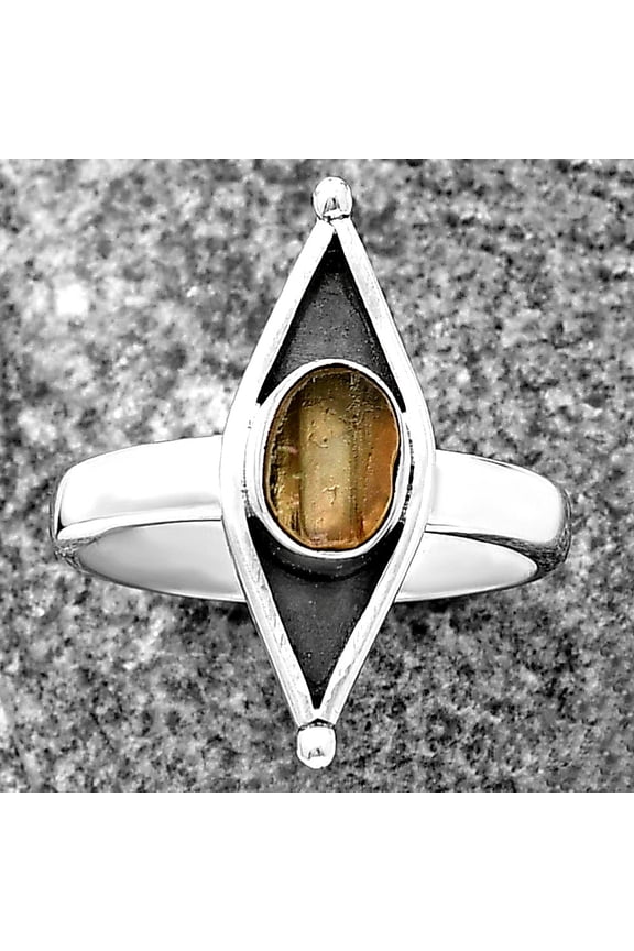 Evil Eye - Yellow Scapolite Rough 925 Sterling Silver Ring s.8 Jewelry R-1628 SDR214218