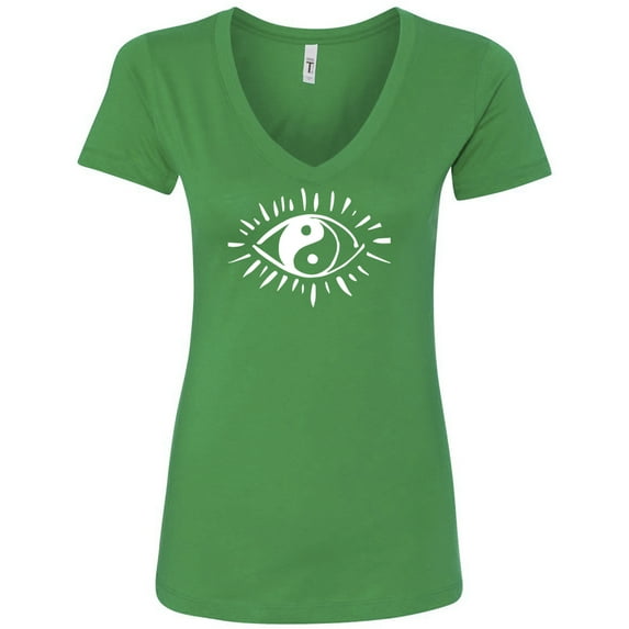 Evil Eye Yin Yang Womens V-Neck Tee
