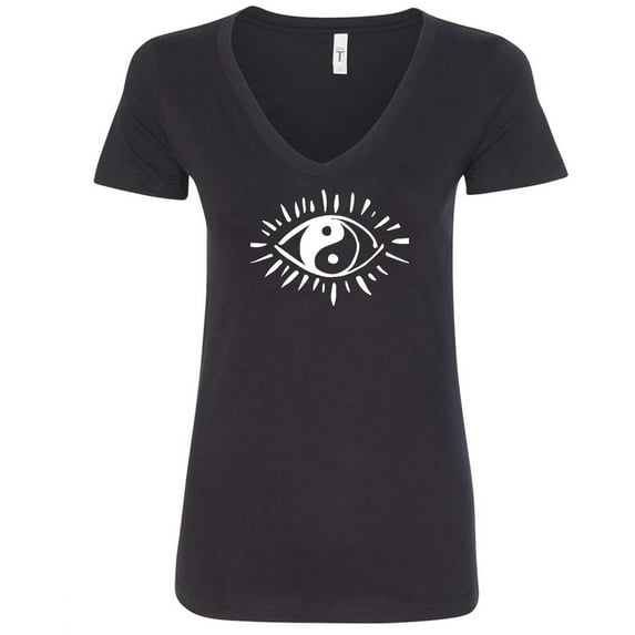 Evil Eye Yin Yang Womens V-Neck Tee