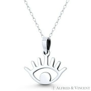 ALFRED & VINCENT Evil Eye w/ Eyelash Luck Charm 20x20mm Pendant in Oxidized .925 Sterling Silver