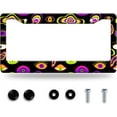 thumbnail image 1 of Evil Eyes License Plate Frame Colorful Psychedelic Eyes Print License Plate Funny Stainless Steel Rust-Proof Auto Parts Beautiful License Plate Cover Decoration Gifts Holes Screws Size 12.3" x 6.3", 1 of 14