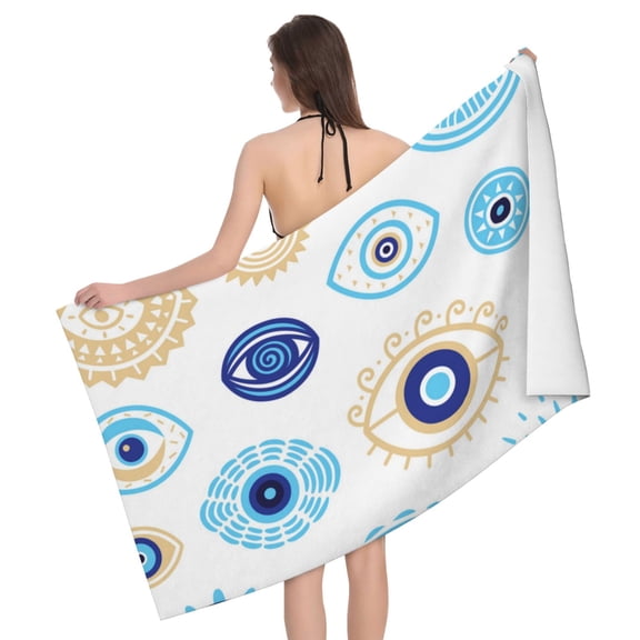 Evil Eyes Magic Talisman Beach Bath Towel Gym Spa Shower Towels Pool Soft 32" X 52" for Men Women