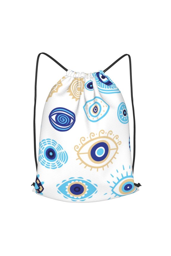 Evil Eyes Magic Talisman Drawstring Backpack Gym String Bag Sports Sackpack Cinch Sack, Large