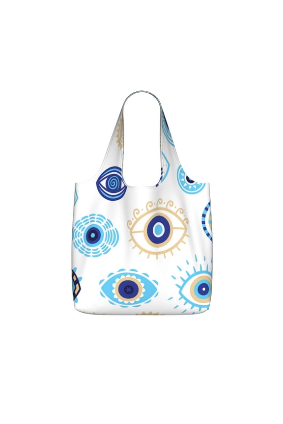 Evil Eyes Magic Talisman Foldable Reusable Shopping Bag Large Capacity Tote Handbag Storage Pouch for Travel Work