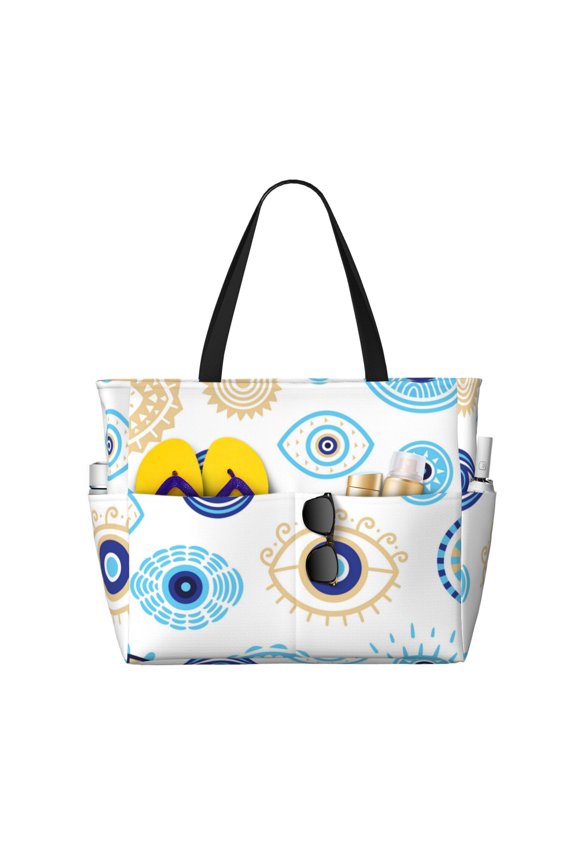 Evil Eyes Magic Talisman Large Capacity Beach Travel Tote Bag Shoulder Handbag for Gym Camping Shopping
