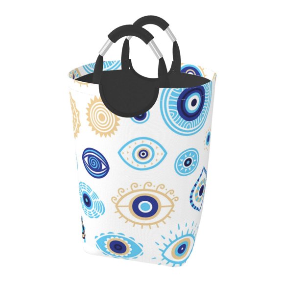 Evil Eyes Magic Talisman Laundry Bag with Handle - Foldable Dirty Clothes Hamper Collapsible Storage Bin