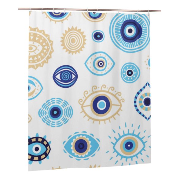 Evil Eyes Magic Talisman Shower Curtain Set with Hooks Plastic Waterproof Bath Curtains 60X72 Inches for Bathroom Decor