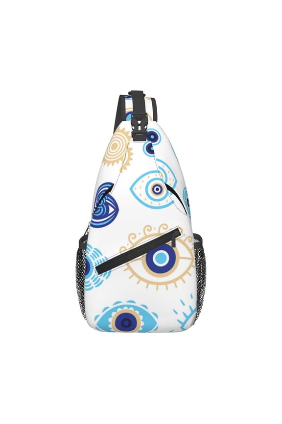 Evil Eyes Magic Talisman Sling Backpack Shoulder Chest Crossbody Bag Causal Travel Hiking Daypack