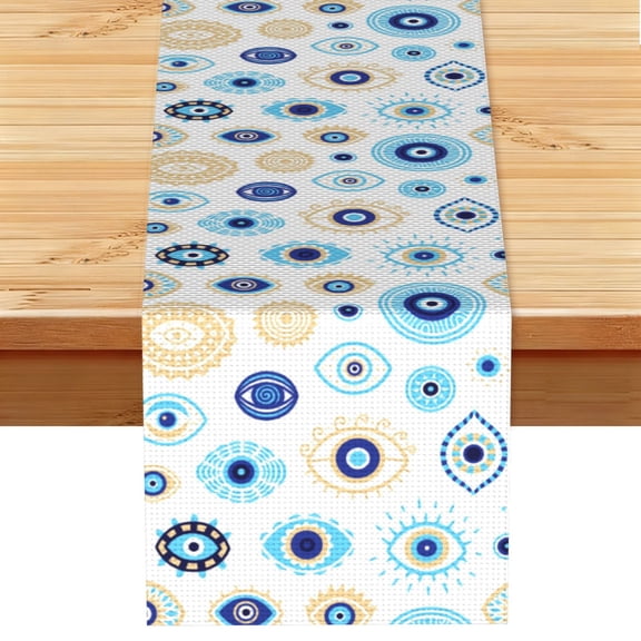 Evil Eyes Magic Talisman Table Runner 13x72 Inch for Dining Table Kitchen Wedding Party Decor Fireplace Mantle