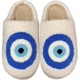 thumbnail image 2 of Cozy Christmas Slippers With Evil Eye Design - Memory Foam Plush House Slippers With Anti-Slip Sole 2 of 13
