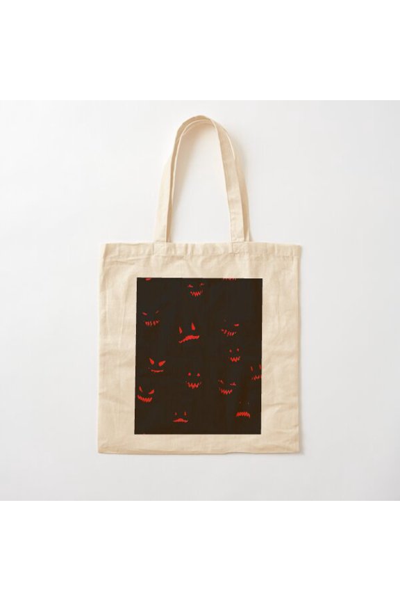 Evil Faces On Black Canvas Tote Bags, Reusable Shopping Bag