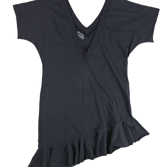 Evil Genius Womens Asymmetrical Tunic Embellished T-Shirt, Black, Small