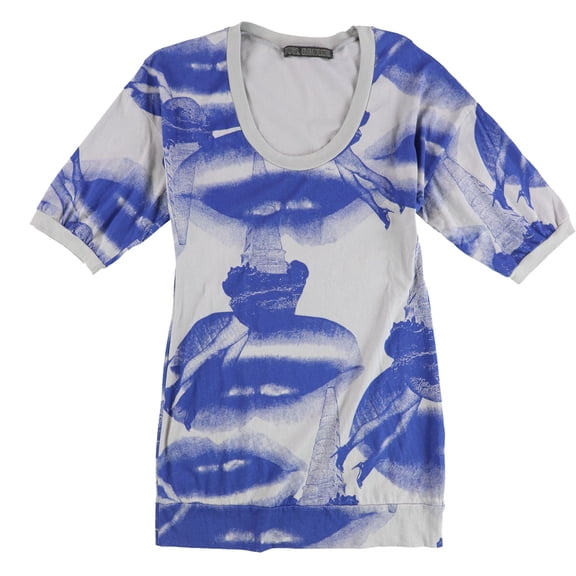 Evil Genius Womens Lips, Legs, & Ice Cream Graphic T-Shirt, Grey, Small