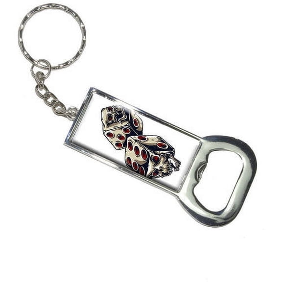 Evil Ghoulish Dice Craps Die Set Gambling Vegas Keychain Bottle Bottlecap Opener