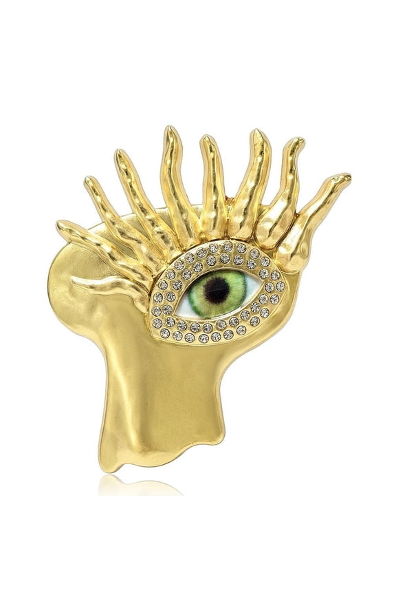 Evil Gold Eye Brooches for Women, Gold Tone Alloy Glossy Eye Brooch, Handmade Dangle Pin Gift for Mothers Day Holiday