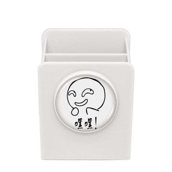 Evil Laugh Black Cute Chat Face Cartoon Desk Pencil Holder Cup Pen Organizer