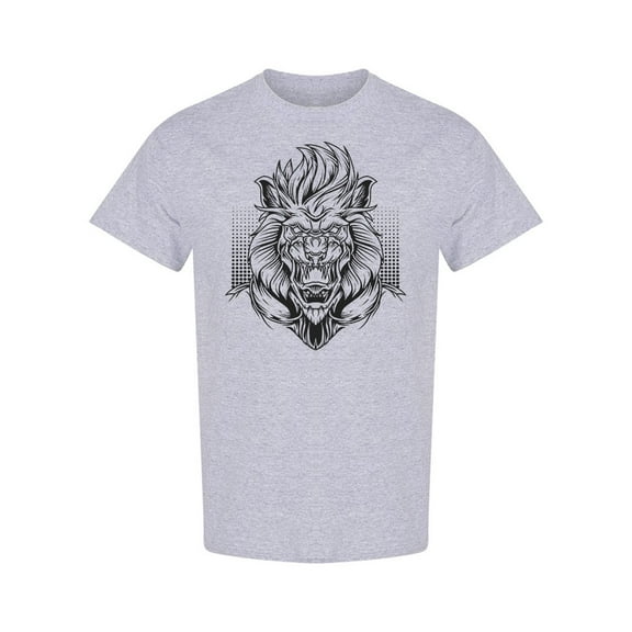 Evil Lion Head Line Art  T-Shirt Men -Image by Shutterstock, Male Large