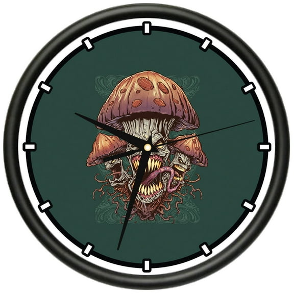 Evil Mushroom Design Wall Clock | Precision Quartz Movement | Décor For School Class Office Bedroom Decoration