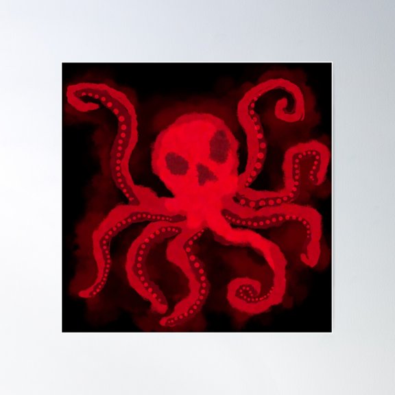Evil Octopus Poster Wall Art, Modern Wall Decor For Living Room Bedroom, 16X16 UNFRAMED