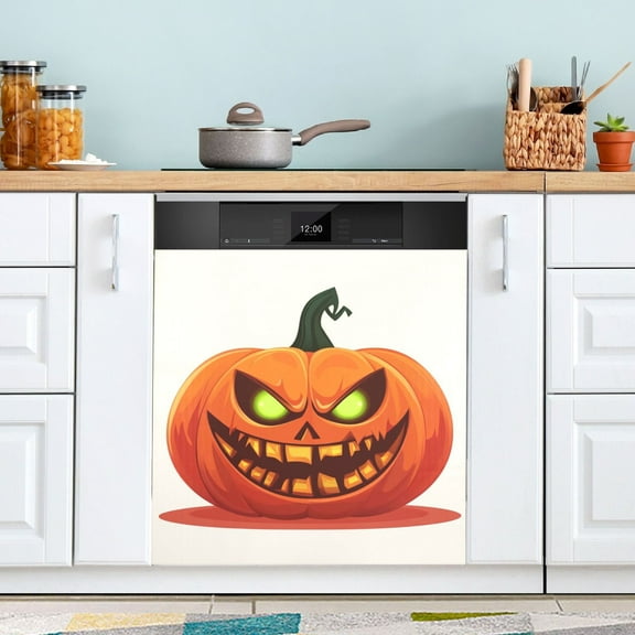 Evil Pumpkin Dishwasher Magnet Cover Magnetic Fridge Door Cover Home Kitchen Decor 23"x 26"
